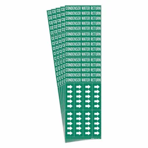 BRADY 7068-3C-PK Pipe Marker, Condenser Water Return, Green, White, Fits 3/4 Inch and Smaller Pipe OD | CT9PVG 781ZW7