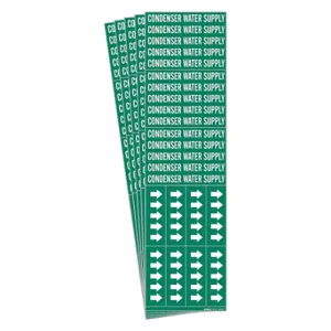 BRADY 7069-3C-PK Pipe Marker, Condenser Water Supply, Green, White, Fits 3/4 Inch and Smaller Pipe OD | CT9PVL 782A78