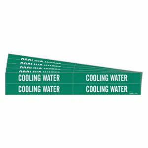 BRADY 7070-4-PK Pipe Marker, Cooling Water, Green, White, Fits 3/4 to 2 3/8 Inch Size Pipe OD | CT9TJR 782AC1