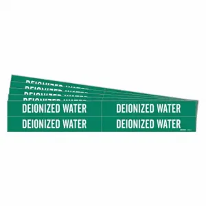 BRADY 7073-4-PK Pipe Marker, Deionized Water, Green, White, Fits 3/4 to 2 3/8 Inch Size Pipe OD | CT9TKC 781ZD7