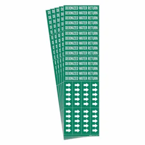 BRADY 7074-3C-PK Pipe Marker, Deionized Water Return, Green, White, Fits 3/4 Inch and Smaller Pipe OD | CT9TJW 781ZM9