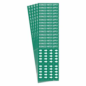 BRADY 7075-3C-PK Pipe Marker, Deionized Water Supply, Green, White, Fits 3/4 Inch and Smaller Pipe OD | CT9TJY 782A15