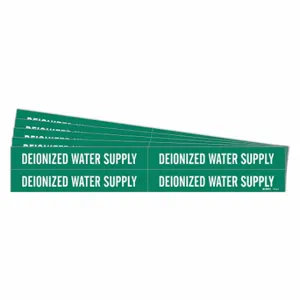 BRADY 7075-4-PK Pipe Marker, Deionized Water Supply, Green, White, Fits 3/4 to 2 3/8 Inch Size Pipe OD | CT9TJZ 782AE1