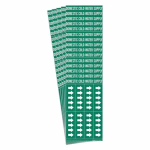 BRADY 7086-3C-PK Pipe Marker, Domestic Cold Water Supply, Green, White | CT9TNC 782AA4