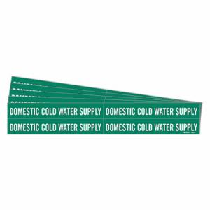 BRADY 7086-4-PK Pipe Marker, Domestic Cold Water Supply, Green, White, Fits 3/4 to 2 3/8 Inch Pipe OD | CT9TND 781Z72