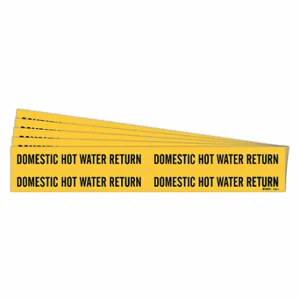 BRADY 7088-4-PK Pipe Marker, Domestic Hot Water Return, Yellow, Black, Fits 3/4 to 2 3/8 Inch Pipe OD | CU4FXX 781ZY6