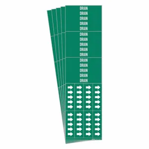 BRADY 7090-3C-PK Pipe Marker, Dra Inch, Green, White, Fits 3/4 Inch and Smaller Pipe OD, 3 Pipe Markers | CT9TTR 782FJ3