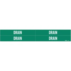 BRADY 7090-4 Pipe Marker Drain Green 3/4 To 2-3/8 In | AE9WUK 6N496