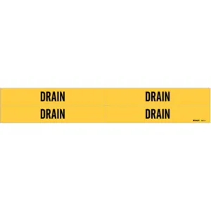 BRADY 7091-4 Pipe Marker Drain Yellow 3/4 To 2-3/8 In | AE2ZTL 5ACX3