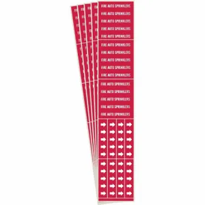 BRADY 7107-3C-PK Pipe Marker, Fire Auto Sprinklers, Red, White, Fits 3/4 Inch Size and Smaller Pipe OD | CU3DBQ 781WU4