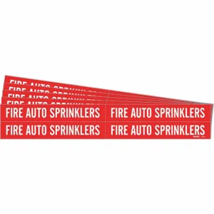 BRADY 7107-4-PK Pipe Marker, Fire Auto Sprinklers, Red, White, Fits 3/4 to 2 3/8 Inch Pipe OD | CT9VTB 781WT4