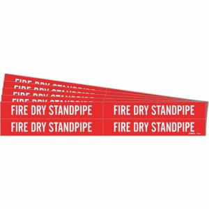 BRADY 7108-4-PK Pipe Marker, Fire Dry Stand Pipe, Red, White, Fits 3/4 to 2 3/8 Inch Pipe OD | CT9VTC 781WX0