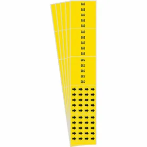 BRADY 7119-3C-PK Pipe Marker, Gas, Yellow, Black, Fits 3/4 Inch and Smaller Pipe OD, 3 Pipe Markers | CU2AHG 781X38