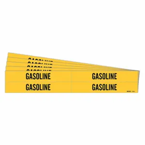 BRADY 7120-4-PK Pipe Marker, Gasoline, Yellow, Black, Fits 3/4 to 2 3/8 Inch Pipe OD, 4 Pipe Markers | CU2AHM 781XZ9