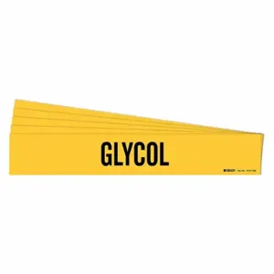 BRADY 7121-1HV-PK Pipe Marker, Glycol, Yellow, Black, Fits 8 Inch and Larger Pipe OD, 1 Pipe Markers | CU2AML 781XX3