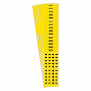 BRADY 7121-3C-PK Pipe Marker, Glycol, Yellow, Black, Fits 3/4 Inch and Smaller Pipe OD, 3 Pipe Markers | CU2AMJ 781XY4