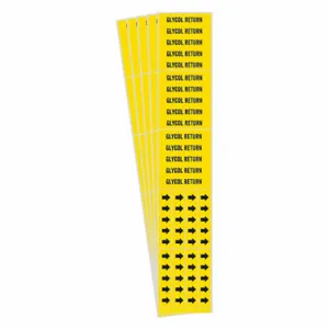 BRADY 7122-3C-PK Pipe Marker, Glycol Return, Yellow, Black, Fits 3/4 Inch and Smaller Pipe OD | CU2AHQ 781Y91