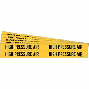BRADY 7135-4-PK Pipe Marker, High Pressure Air, Yellow, Black, Fits 3/4 to 2 3/8 Inch Pipe OD | CU2AXE 781W29