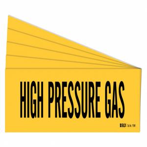 BRADY 7138-1-PK Pipe Marker, Legend: High Pressure Gas, Iiar System Abbreviation Not Applicable | CH6LFB 781XF9