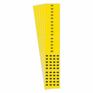 BRADY 7144-3C-PK Pipe Marker, Hot, Yellow, Black, Fits 3/4 Inch and Smaller Pipe OD, 3 Pipe Markers | CU2CWD 782FK9