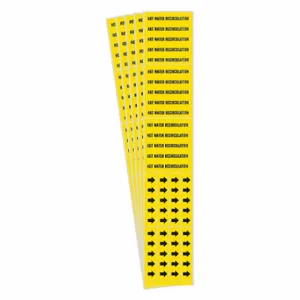 BRADY 7147-3C-PK Pipe Marker, Hot Water Recirculation, Yellow, Black | CU2CFP 782A62