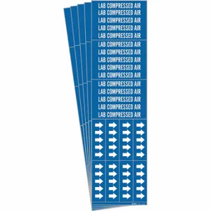 BRADY 7170-3C-PK Pipe Marker, Lab Compressed Air, Blue, White, Fits 3/4 Inch Size and Smaller Pipe OD | CU2DGB 781W26