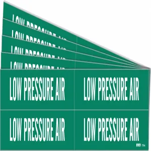 BRADY 7174-4-PK Pipe Marker, Legend: Low Pressure Air, Iiar System Abbreviation Not Applicable | CH6LKQ 781WF0