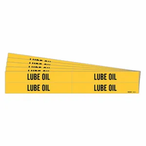 BRADY 7181-4-PK Pipe Marker, Lube Oil, Yellow, Black, Fits 3/4 to 2 3/8 Inch Pipe OD, 4 Pipe Markers | CU2DGV 781XV1