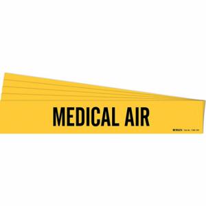 BRADY 7184-1HV-PK Pipe Marker, Medical Air, Yellow, Black, Fits 8 Inch Size and Larger Pipe OD | CU2DHB 781WF1