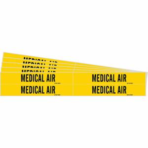 BRADY 7184-4-PK Rohrmarkierer, medizinische Luft, gelb, schwarz, passend für Rohre mit einem Außendurchmesser von 3/4 bis 2 3/8 Zoll | CU2DHA 781WD2