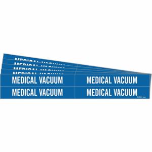 BRADY 7185-4-PK Pipe Marker, Medical Vacuum, Blue, White, Fits 3/4 to 2 3/8 Inch Size Pipe OD | CU2DHC 781VR7