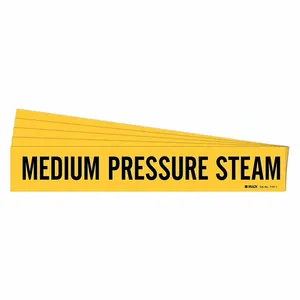 BRADY 7191-1-PK Pipe Marker Pressure Steam, Yellow, Black, Fits 2 1/2 to 7 7/8 Inch Pipe OD, Without | CU2DHG 781Z08