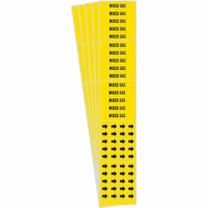 BRADY 7194-3C-PK Pipe Marker, Mixed Gas, Yellow, Black, Fits 3/4 Inch Size and Smaller Pipe OD | CU2DHK 781X98