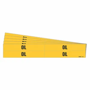 BRADY 7204-4-PK Pipe Marker, Oil, Yellow, Black, Fits 3/4 to 2 3/8 Inch Size Pipe OD, 4 Pipe Markers | CU2ECV 781XT9