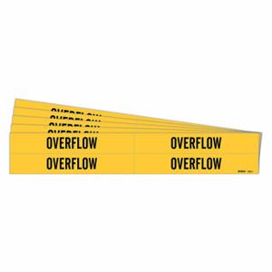 BRADY 7208-4-PK Pipe Marker, Overflow, Yellow, Black, Fits 3/4 to 2 3/8 Inch Pipe OD, 4 Pipe Markers | CU2ECY 781YD4
