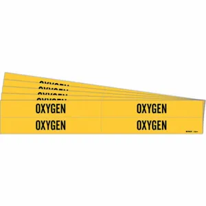 BRADY 7209-4-PK Pipe Marker, Oxygen, Yellow, Black, Fits 3/4 to 2 3/8 Inch Pipe OD, 4 Pipe Markers | CU2GEZ 781X90