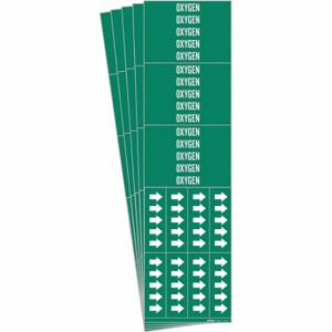 BRADY 7210-3C-PK Pipe Marker, Oxygen, Green, White, Fits 3/4 Inch Size and Smaller Pipe OD | CU2EFH 781XC9