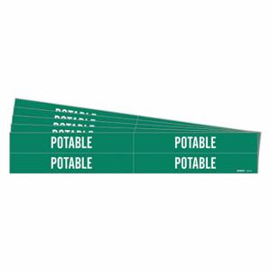 BRADY 7217-4-PK Pipe Marker, Potable, Green, White, Fits 3/4 to 2 3/8 Inch Pipe OD, 4 Pipe Markers | CU2MHH 782A75
