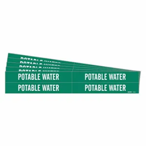 BRADY 7219-4-PK Pipe Marker, Potable Water, Green, White, Fits 3/4 to 2 3/8 Inch Size Pipe OD | CU2KAZ 782AD5