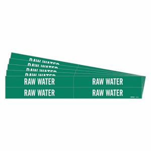 BRADY 7230-4-PK Pipe Marker, Raw Water, Green, White, Fits 3/4 to 2 3/8 Inch Pipe OD, 4 Pipe Markers | CU2MML 781Z75