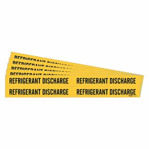 BRADY 7234-4-PK Pipe Marker, Refrigerant Discharge, Yellow, Black, Fits 3/4 to 2 3/8 Inch Size Pipe OD | CU2MMP 781YK9