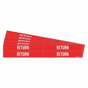 BRADY 7243-4-PK Pipe Marker, Return, Red, White, Fits 3/4 to 2 3/8 Inch Size Pipe OD, 4 Pipe Markers | CU2MNH 782FC4