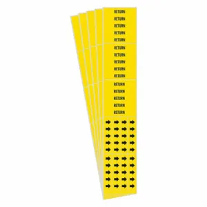 BRADY 7244-3C-PK Pipe Marker, Return, Yellow, Black, Fits 3/4 Inch and Smaller Pipe OD, 3 Pipe Markers | CU2MNK 782F92