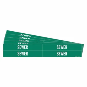 BRADY 7259-4-PK Pipe Marker, Sewer, Green, White, Fits 3/4 to 2 3/8 Inch Size Pipe OD, 4 Pipe Markers | CU2MPW 782FK0