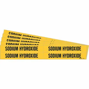 BRADY 7263-4-PK Pipe Marker, Sodium Hydroxide, Yellow, Black, Fits 3/4 to 2 3/8 Inch Pipe OD | CU2MPX 781VP5