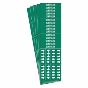 BRADY 7265-3C-PK Pipe Marker, Soft Water, Green, White, Fits 3/4 Inch Size and Smaller Pipe OD | CU2MQQ 781ZV4