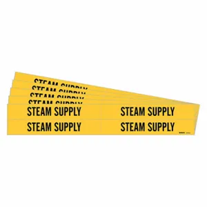 BRADY 7272-4-PK Pipe Marker, Steam Supply, Yellow, Black, Fits 3/4 to 2 3/8 Inch Size Pipe OD | CU2QPP 781YZ6