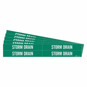 BRADY 7273-4-PK Pipe Marker, Storm Dra Inch, Green, White, Fits 3/4 to 2 3/8 Inch Size Pipe OD | CU2QTU 782FD5