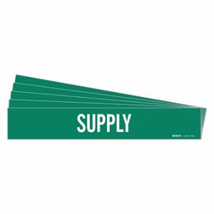 BRADY 7282-1-PK Pipe Marker, Supply, Green, White, Fits 2 1/2 to 7 7/8 Inch Pipe OD, 1 Pipe Markers | CU2QUE 782FJ5
