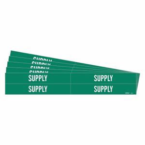 BRADY 7282-4-PK Pipe Marker, Supply, Green, White, Fits 3/4 to 2 3/8 Inch Size Pipe OD, 4 Pipe Markers | CU2QUF 782FT6